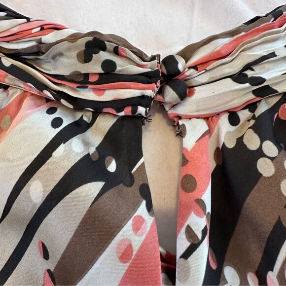2X Abstract Print Sleeveless Cowl Neck Blouse Pink Black Flowy Dressy Office Top - Picture 8 of 15
